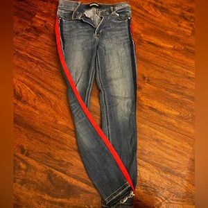 Express Red & Blue Stripped Ripped Jeans